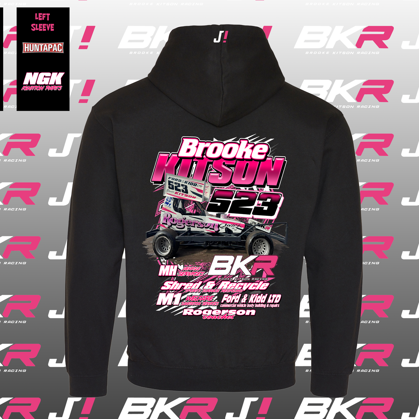 Pink Lined Brooke Kitson Tarmac Car Hoodie