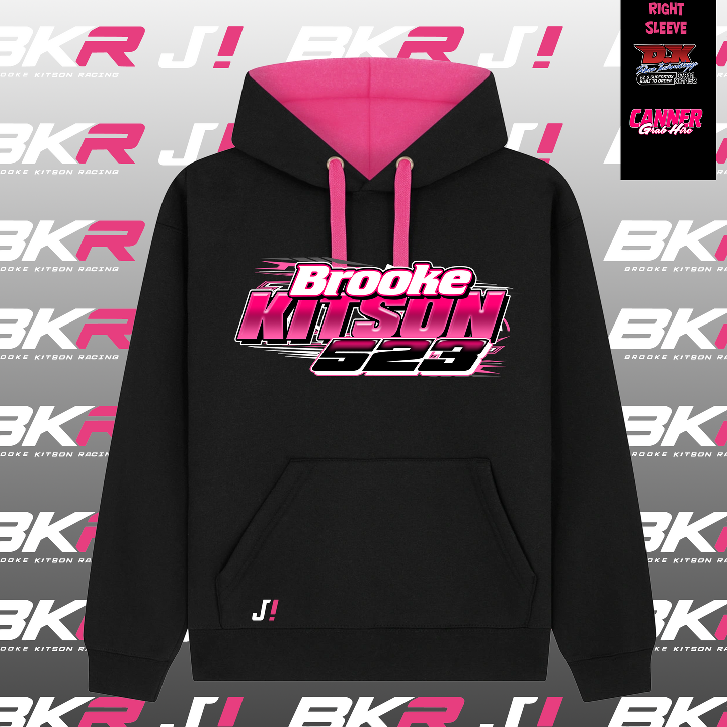 Kids Pink Lined Brooke Kitson Tarmac Car Hoodie